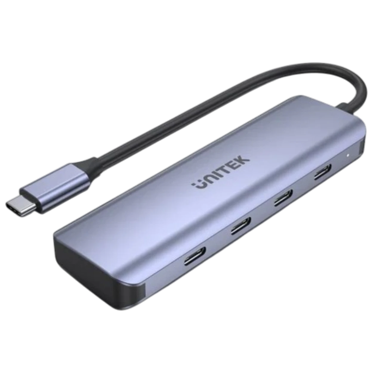 Unitek uHUB Q4 Next 4-Port USB-C Hub H1107K - Data Transfer Speed up to 5Gbps - 4 USB-C Data Ports - Ultra-Slim Aluminum Alloy Housing - LED Status Indicator - Space Gray
