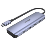 Unitek uHUB Q4 Next 4-Port USB-C Hub H1107K - Data Transfer Speed up to 5Gbps - 4 USB-C Data Ports - Ultra-Slim Aluminum Alloy Housing - LED Status Indicator - Space Gray