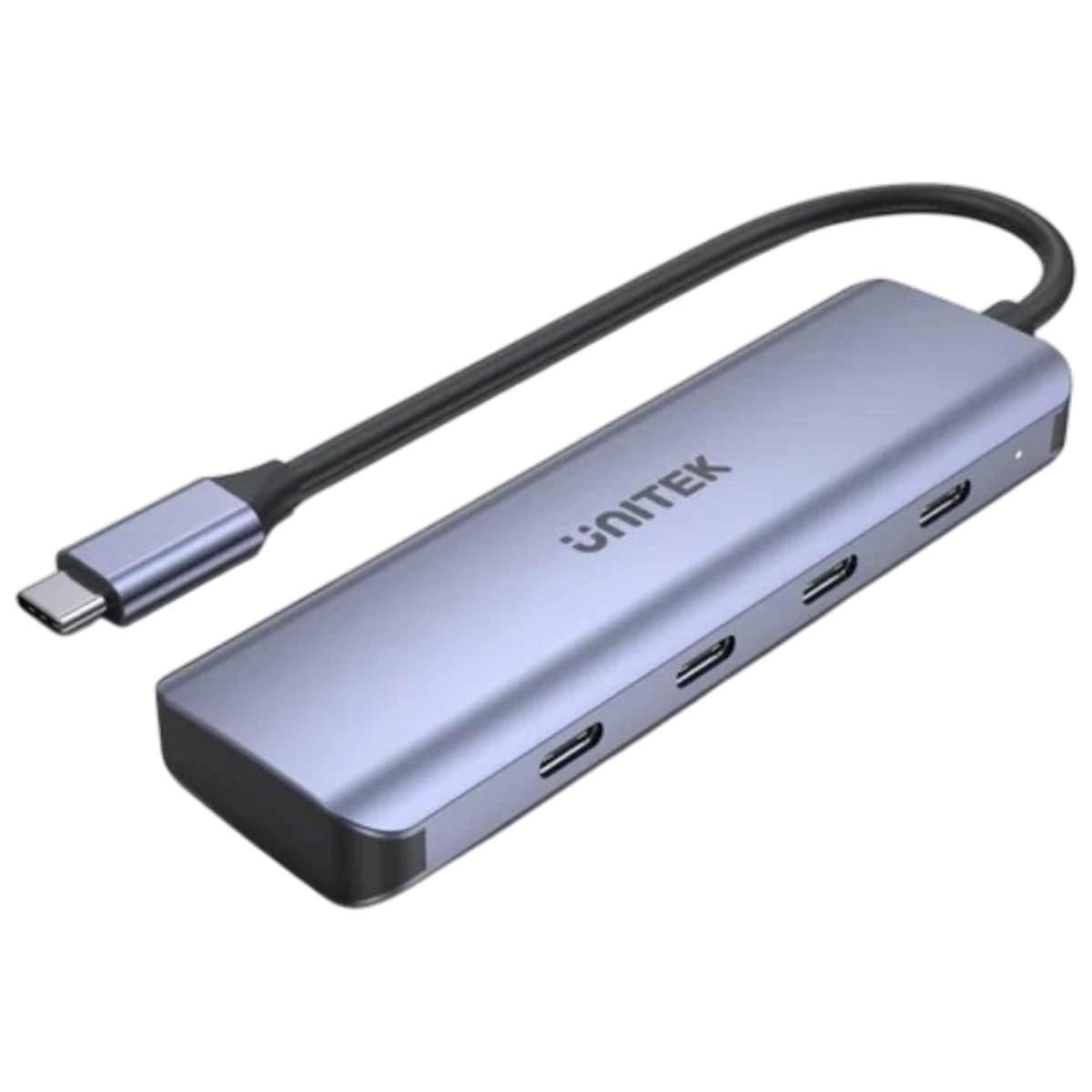 Unitek uHUB Q4 Next 4-Port USB-C Hub H1107K - Data Transfer Speed up to 5Gbps - 4 USB-C Data Ports - Ultra-Slim Aluminum Alloy Housing - LED Status Indicator - Space Gray