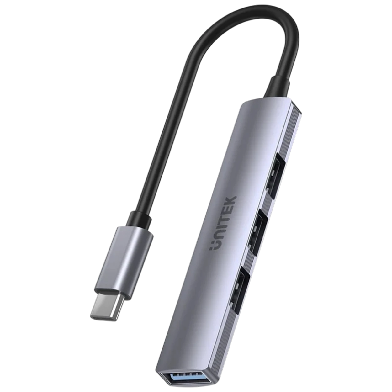 Unitek 4-in-1 USB-C Hub H1208B - Data Transfer Speed up to 5Gbps - 4 USB-A Ports - Ultra-Slim Design - Plug and Play - Space Grey