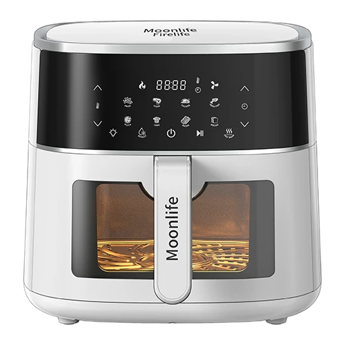 Moonlife Air Fryer MF411W Firelife - 8.5 L Capacity - LED Touch Screen - 80°C–200°C Temperature Range - 60-Minute Timer & Fruit Drying Function - White