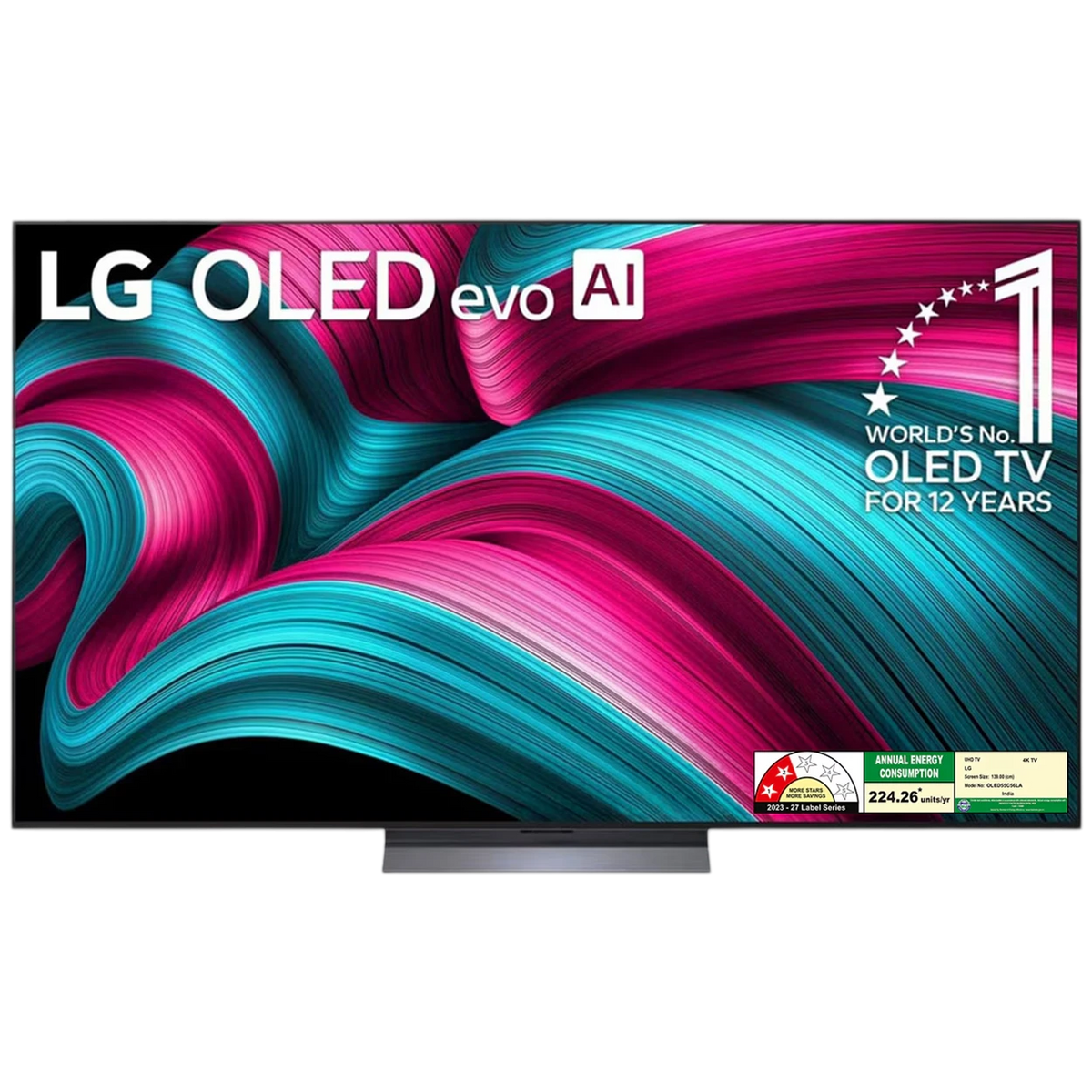 LG OLED evo AI C5 4K Smart TV OLED55C56LA - 55 Inch Display Size - Alpha 9 AI Processor Gen8 - Self-Lit OLED evo Technology - Brightness Booster - Up to 144Hz Refresh Rate - AI Magic Remote - Black