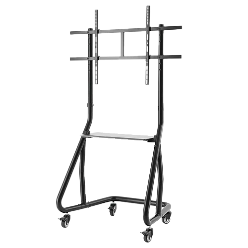 Hama Trolley TV Stand with Castors 100 Inch 220875 - Holds Up to 80 Kg - Adjustable Height - Black