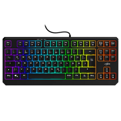 uRage Exodus 220 Gaming D3186060 with Arabic Keyboard- TKL (80%) - Rubber Dome - Wired USB - RGB Illumination - Black