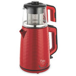 Fakir Tastea Tea Maker - 1800W Power - 2.0L Kettle & 1.0L Glass Teapot - Keep-Warm Function - Stainless Steel Filter - Black/Red