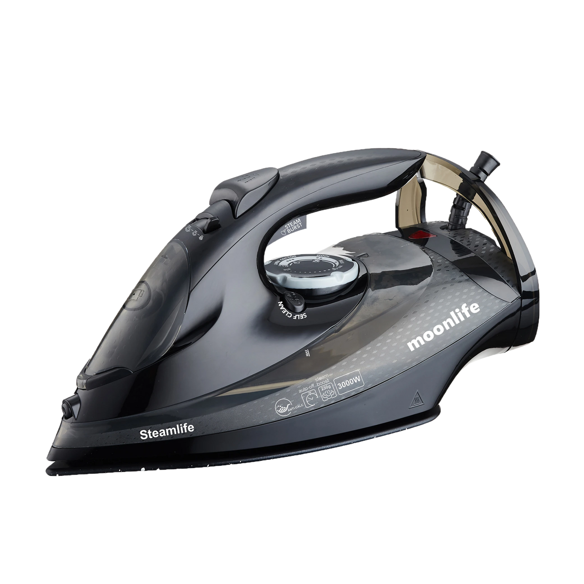 Moonlife SteaMoon Steam Generator Iron MF913 - 3000W Power - Steam Generator Technology - Ceramic Soleplate - Auto Shut-Off - Black