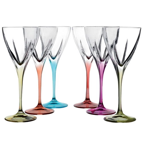 RCR Glass Fusion Set of 6 Pieces Water Goblets - Coloured