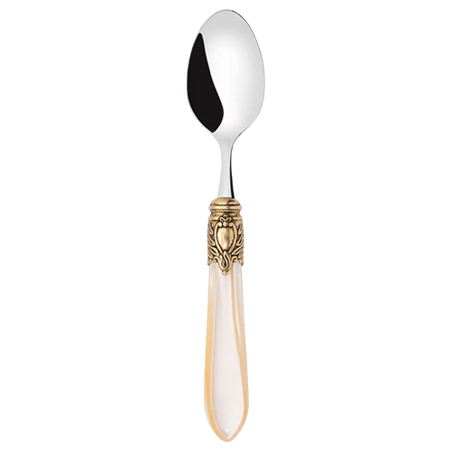 Bugatti Cutleries Oxford Gold Plated Ring Dessert Spoon OXDAM-03204 - Stainless Steel 18/10 - Ivory