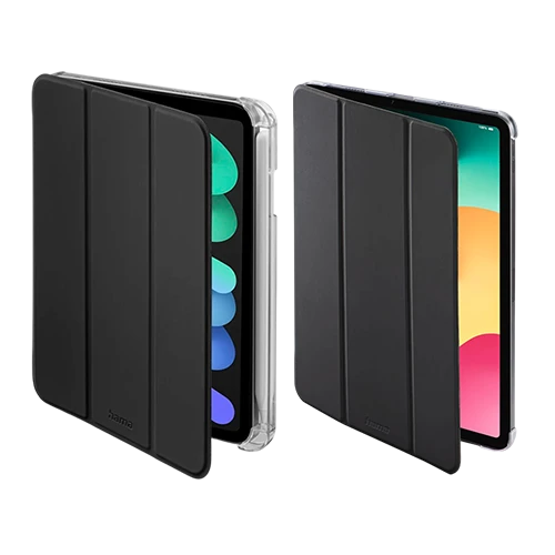 Hama Fold Clear Tablet Case - iPad Folio - Pen Compartment & Automatic Power Control - Lightweight Polyurethane with Transparent Back - Black