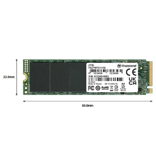 Transcend PCIe SSD 115S Model TS1TMTE112S Size M.2 2280 - NVMe PCIe Gen3 x4 - Up to 3,200 MB/s - Black
