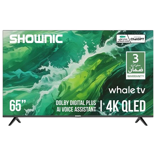 Shownic Smart Television TS65AUHWQ - 65 Inch 4K UHD Display - Whale TV 3 Operating System - Integrated AI Voice Assistant - 60 Hz Refresh Rate - Dolby Digital Plus Audio - Space Grey