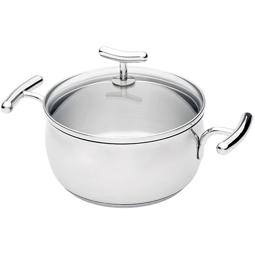 Silampos Yumi Glass Stainless Steel Casserole Top Class 24 cm 4.6 L - Silver