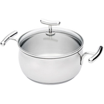 Silampos Yumi Glass Stainless Steel Casserole Top Class 24 cm 4.6 L - Silver