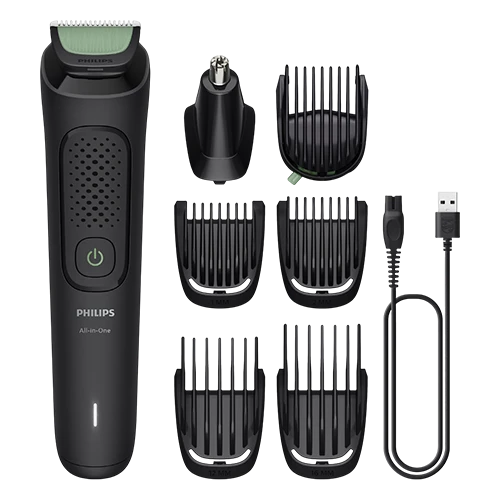 Philips 7-in-1 Trimmer 3000 Series MG3930/15 - Trims, Styles, and Clips Face and Hair with Self-Sharpening Blades - Black