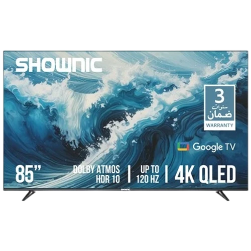 Shownic QLED Smart Television TS-85AUHGQ - 85 Inch - Powered by Google TV OS - 4K UHD Resolution - 120Hz Refresh Rate - ALLM Gaming Enhancement - Dolby Atmos & Dolby Vision Support - Black
