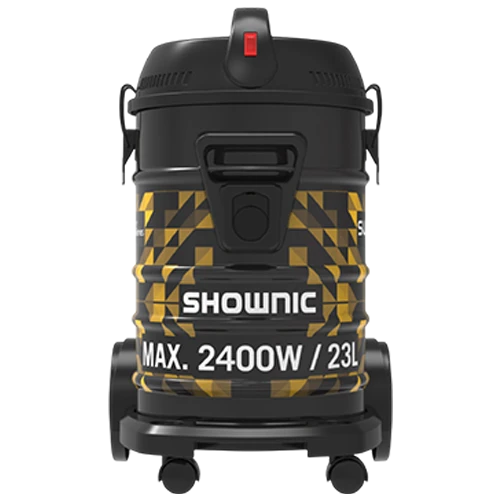Shownic Drum Vacuum Cleaner VB-23M24RCB - 2400W Maximum Power - 23 Liters Metal Drum - Multi-Filtration System - Integrated Blower Function - Motor Protection System - Black / Yellow