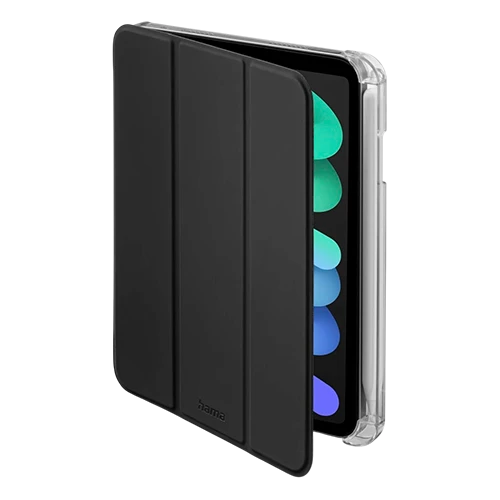 Hama Fold Clear Tablet Case - iPad Folio - Pen Compartment & Automatic Power Control - Lightweight Polyurethane with Transparent Back - Black