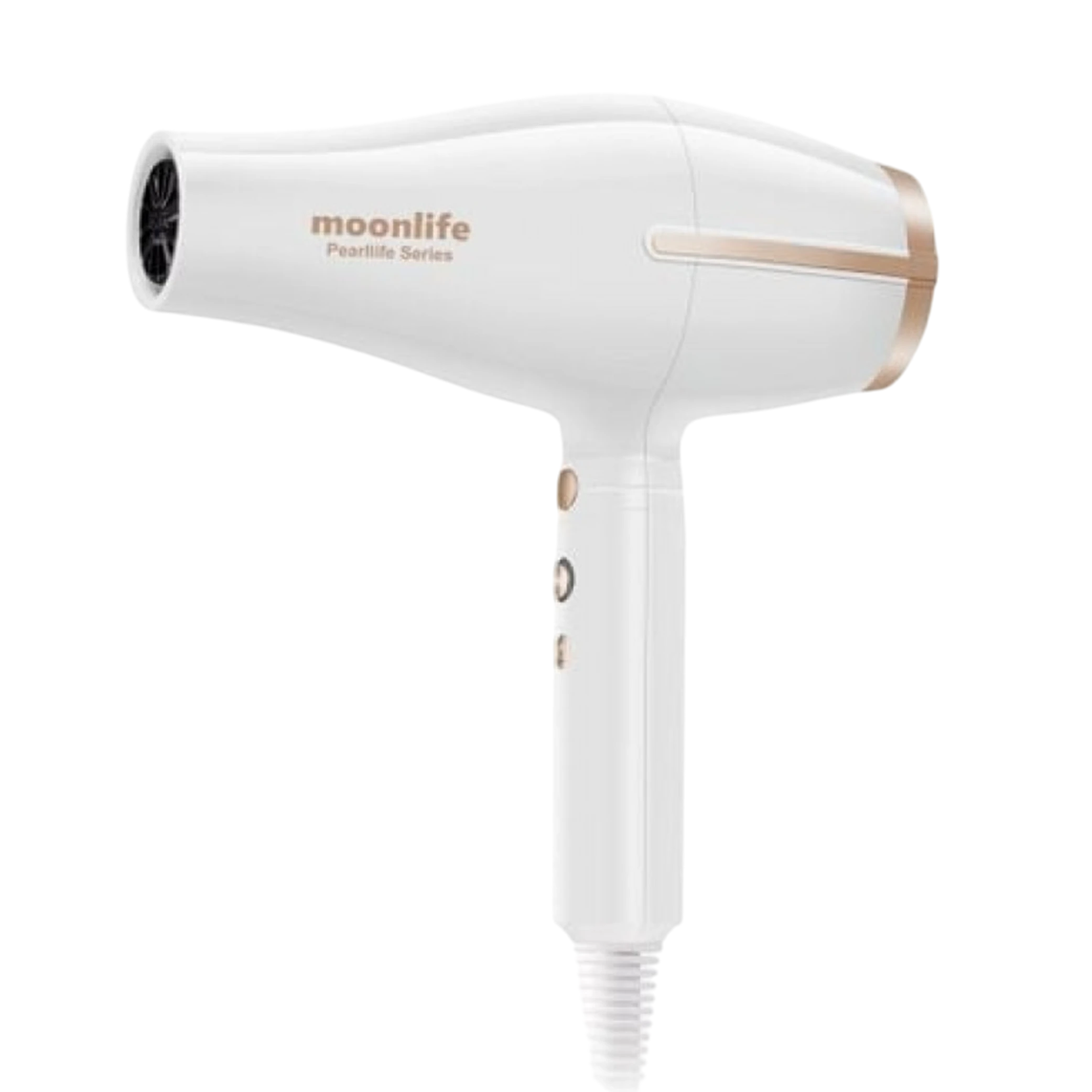 Moonlife 2200W Professional Hair Dryer - High-Performance AC Motor - 3 Heat & 3 Speed Settings - Overheat Protection - Removable Filter - White/Gold