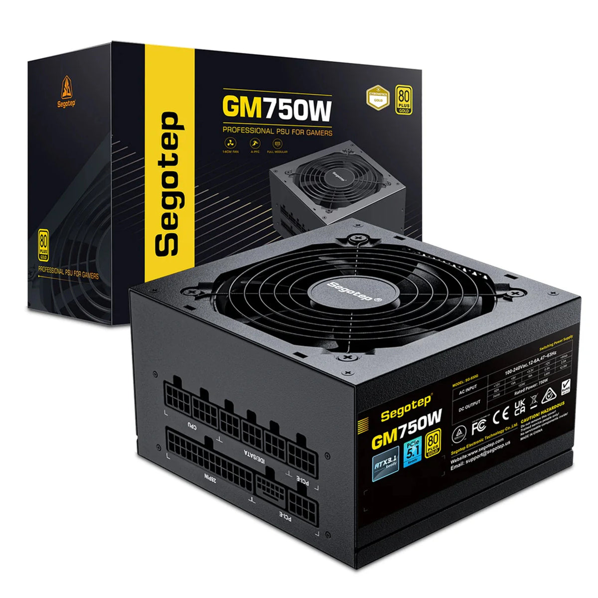 Segotep Power Supply GM750W - 80 Plus Gold Certified - Fully Modular Design - 750W Rated Output