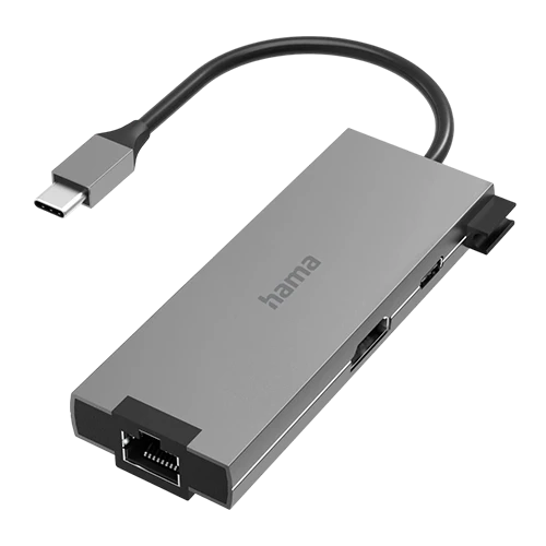 Hama USB-C Hub 200109  Multiport 5in1 Ports - 4K HDMI Output - Gigabit Ethernet - Fast Data Transfer - Grey