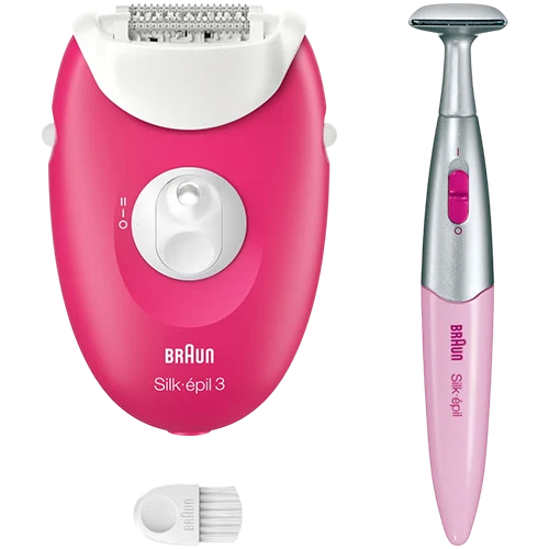 Braun Silk-Épil 3 Epilator SE 3420 - Removes Hair from the Root for Long-Lasting Smooth Skin with SmartLight with 2 Extras -  Pink
