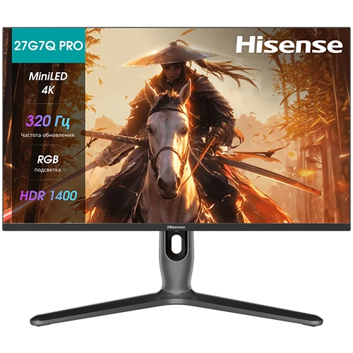 Hisense Gaming Monitor 27G7Q-PRO - 27 Inch Mini LED Display - 4K UHD Resolution - Dual-Mode Refresh Rate (4K 160Hz and FHD 320Hz) - IPS Panel - Black
