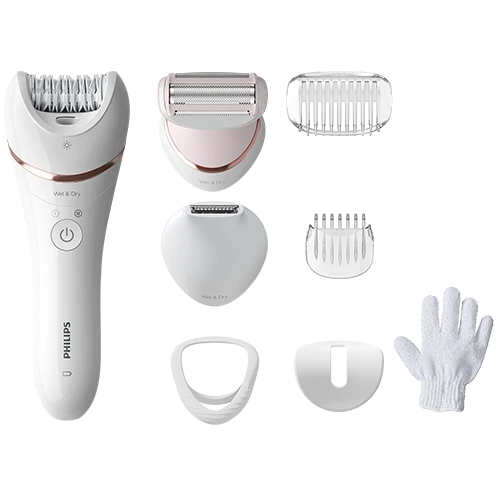 Philips Grooming Epilator Device BRE720/01 Series 8000 Wet & Dry With 8 Accessories - White