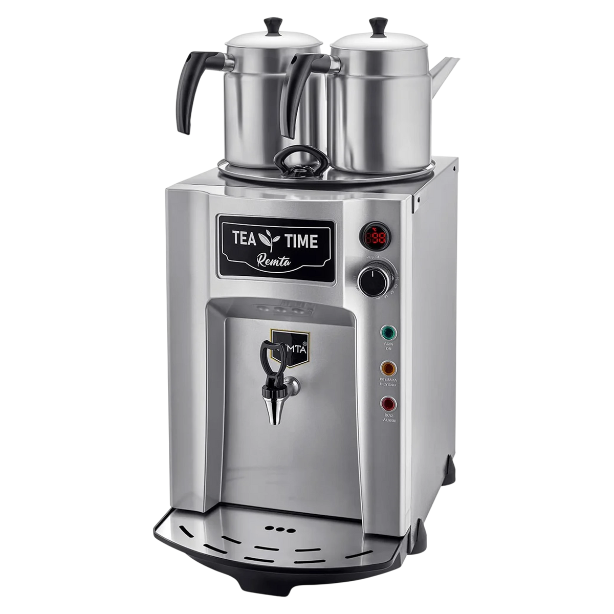 Remta DE12P Premium Jumbo Tea Maker With 2 Teapots - 15 Liter Capacity - 2000W Power - LED Lighting Design - Gray