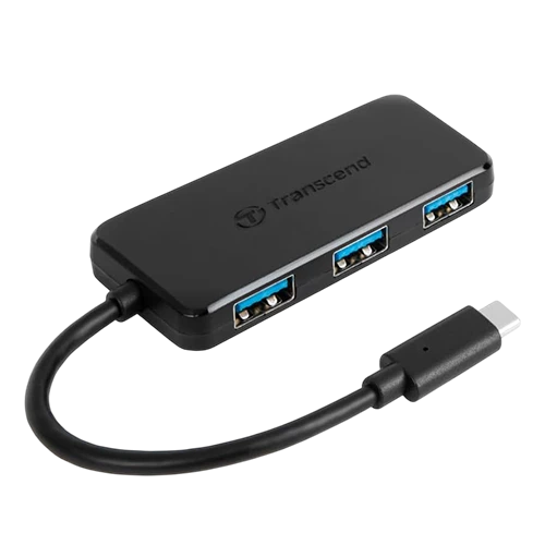 Transcend TS-HUB2C 4 Port Hub USB 3.1 Gen 1 Type-C - High-Speed Transfer - Reversible Type-C Connector - Black
