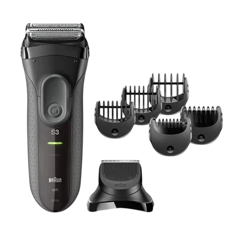 Braun 3-in-1 Shave & Style Series 3 3000BT - Shaves, Trims, and Edges with 3-Flex Head and 5 Beard Combs - Black
