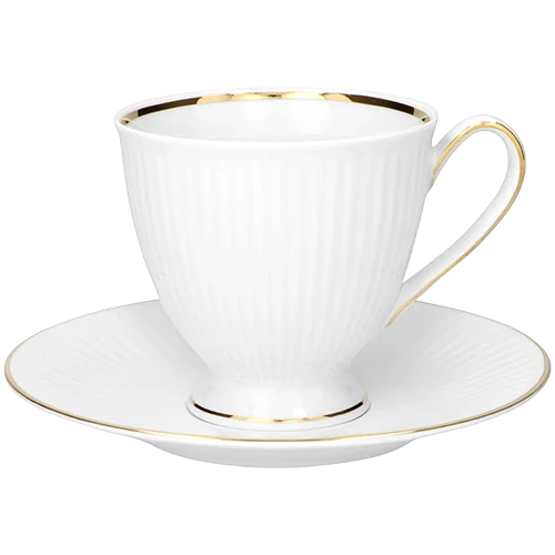 Polskie Fabryki Porcelany Model Dalia 3612 Gold Line Coffee set for 6 People - Set of 12 Pieces - White