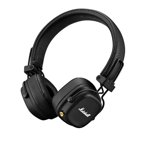 Marshall Major IV On-Ear Headphones 1005773  - 80+ Hours Battery Life - Wireless Charging - Custom-Tuned Dynamic Drivers - Iconic Foldable Design - Built-in Microphone - Black
