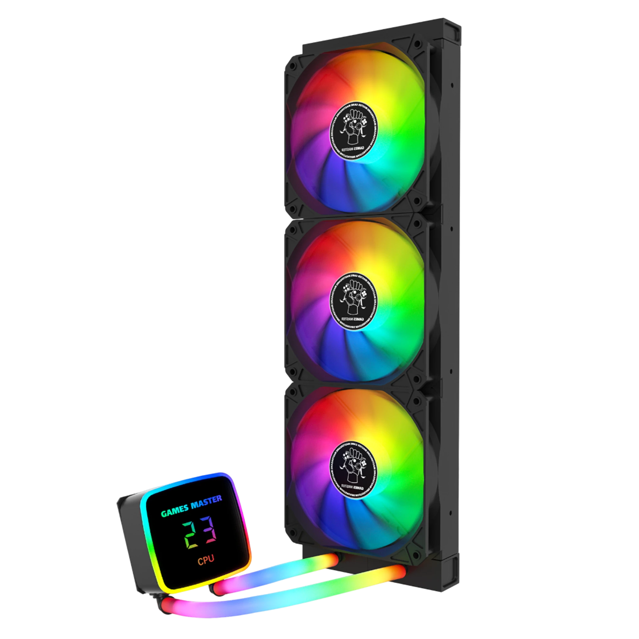Games Master LZ360 Liquid Cooler - 360mm Radiator - ARGB Fans - Universal Socket Support - Black