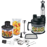 Delmonti Food Processor DL120 - 1000W DC Motor - Titanium Quad Blades - Variable Speed Control - Specialized Cutting Discs - Black