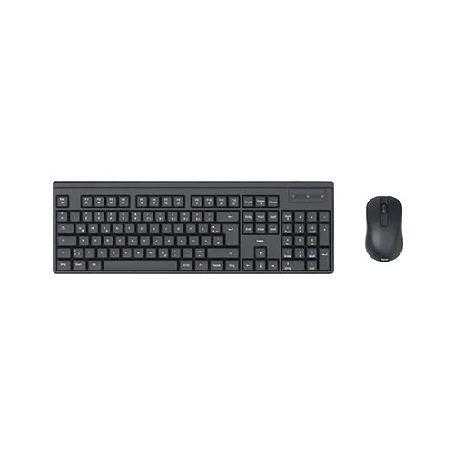 Hama WKM-100 Wireless Keyboard and Mouse Set D3173051 - 100% Full-Size Arabic Layout - Rubber Dome - 2.4GHz Wireless - Silent Keys - Black