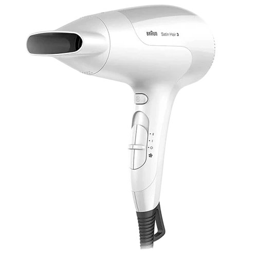 Braun Satin Hair 3 PowerPerfection HD380 Dryer - 2200W Motor - Ionic Function - Infrared Heating - 3 Heat & 2 Airflow Settings - Lightweight Design - White