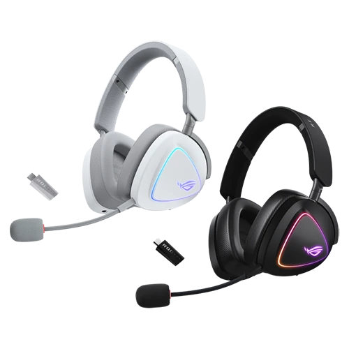 Asus ROG Delta II Wireless Gaming Headset PN-90YH03W0-BHUA10 - Tri-mode Connectivity - 110-hour Battery Life - 50 mm Titanium-Plated Drivers - DualFlow Audio - 10 mm Super-Wideband Boom Microphone