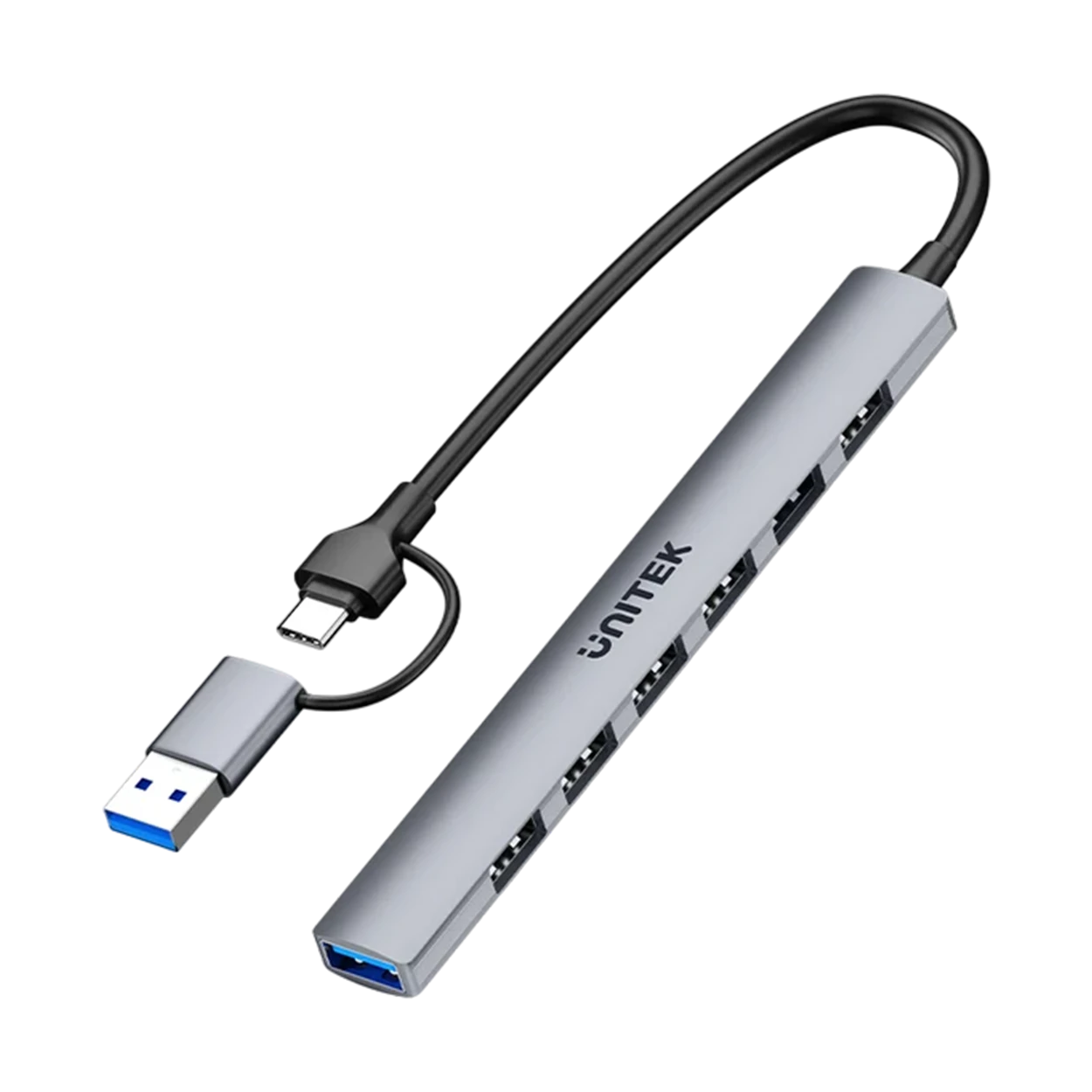 Unitek uHUB S7 Hub H1209AGY01 - 7-in-1 USB-A Expansion - Up to 5Gbps High Speed Data Transfer - Slim & Portable Design - Superior Heat Dissipation - Plug and Play Simplicity - Space Grey