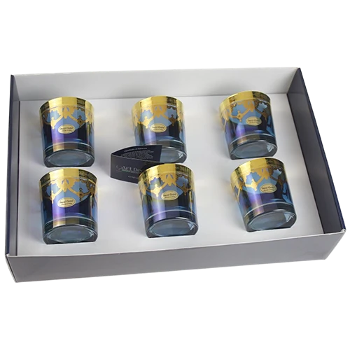 Art Décor Glass Model A3829 - Set of 6 Pieces - Old Fashion - Design Amalfi Blu Oro - Blue