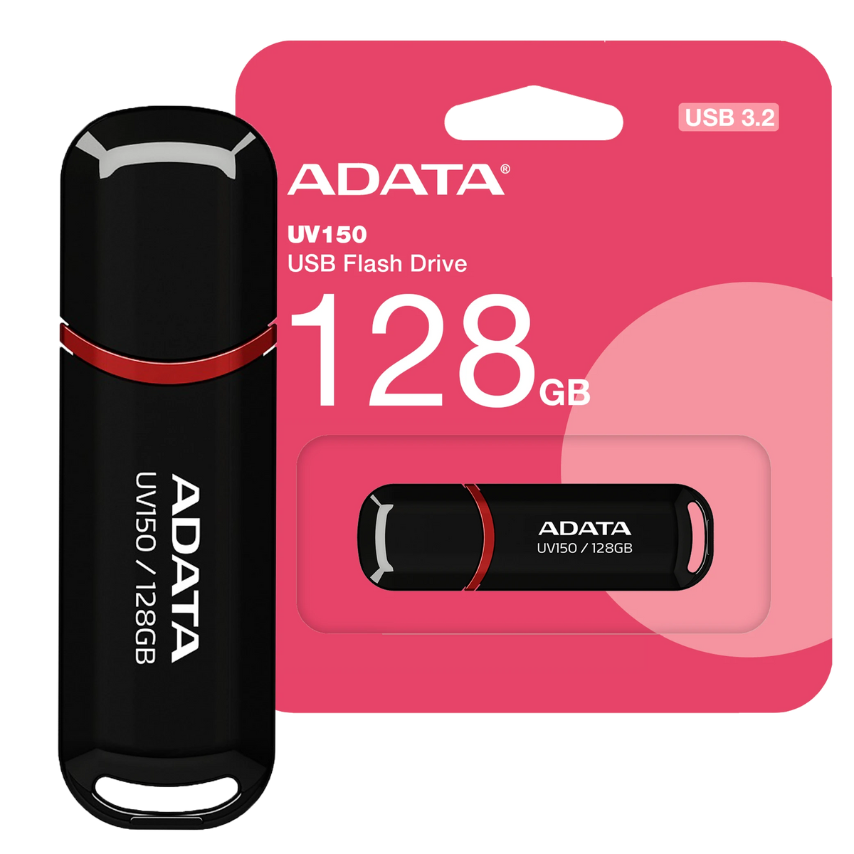 Adata UV150 USB Flash Drive - USB 3.2 Gen1 - Up to 100 MB/s - Black