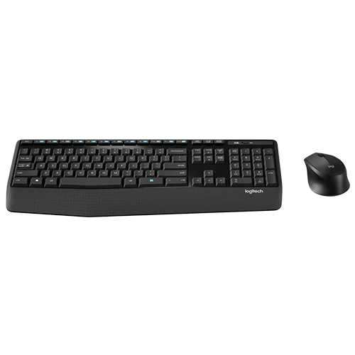 Logitech MK345 Wireless Combo - Full-Size Keyboard Layout - Membrane - Wireless 2.4GHz - Palm Rest - Black