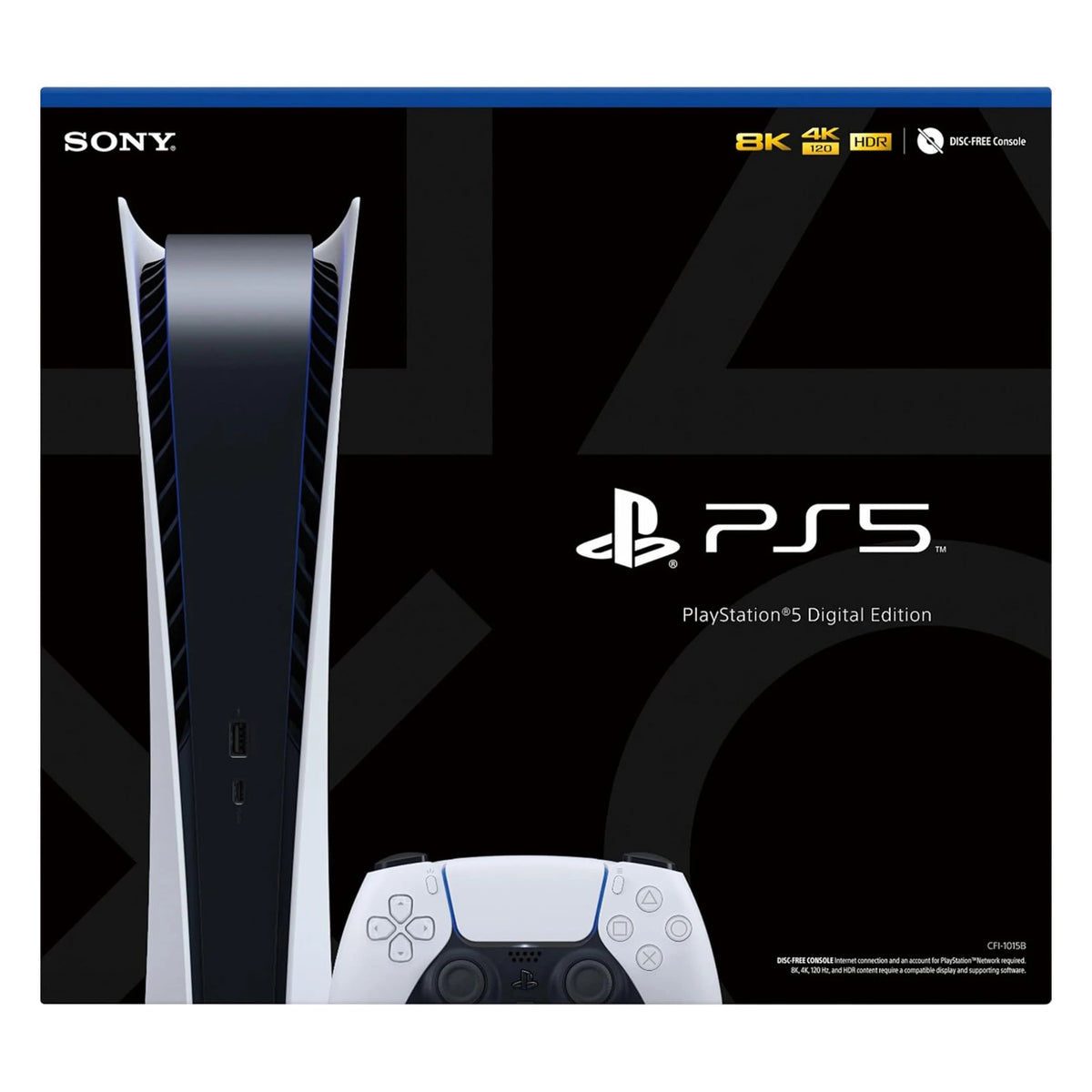 Sony PlayStation 5 Digital Edition CFI-1200A - 8K and 4K HDR Output - 825GB SSD - Ultra-Fast Performance - White