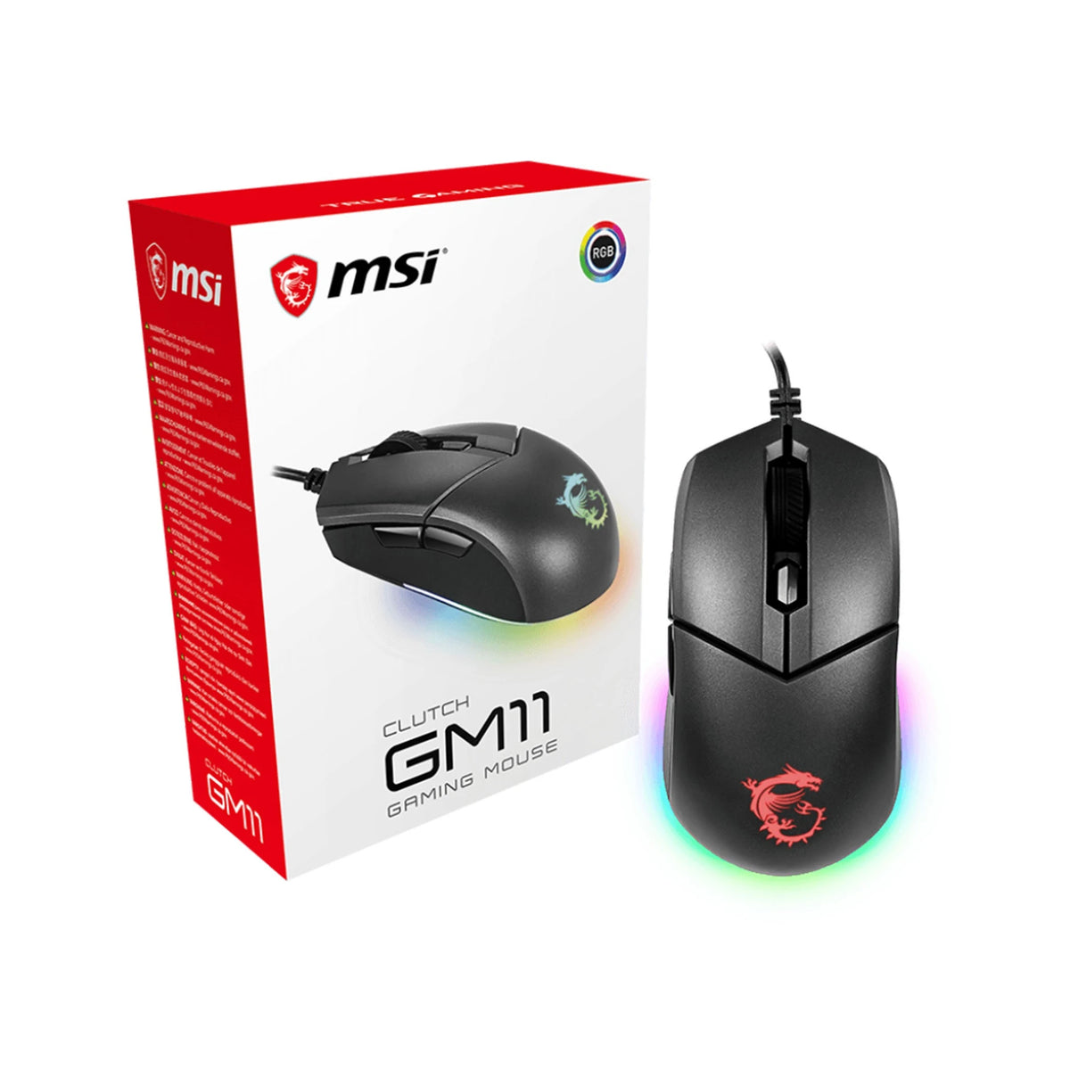 MSI Clutch GM11 Gaming Mouse - 5000 DPI - Wired - Symmetrical Design