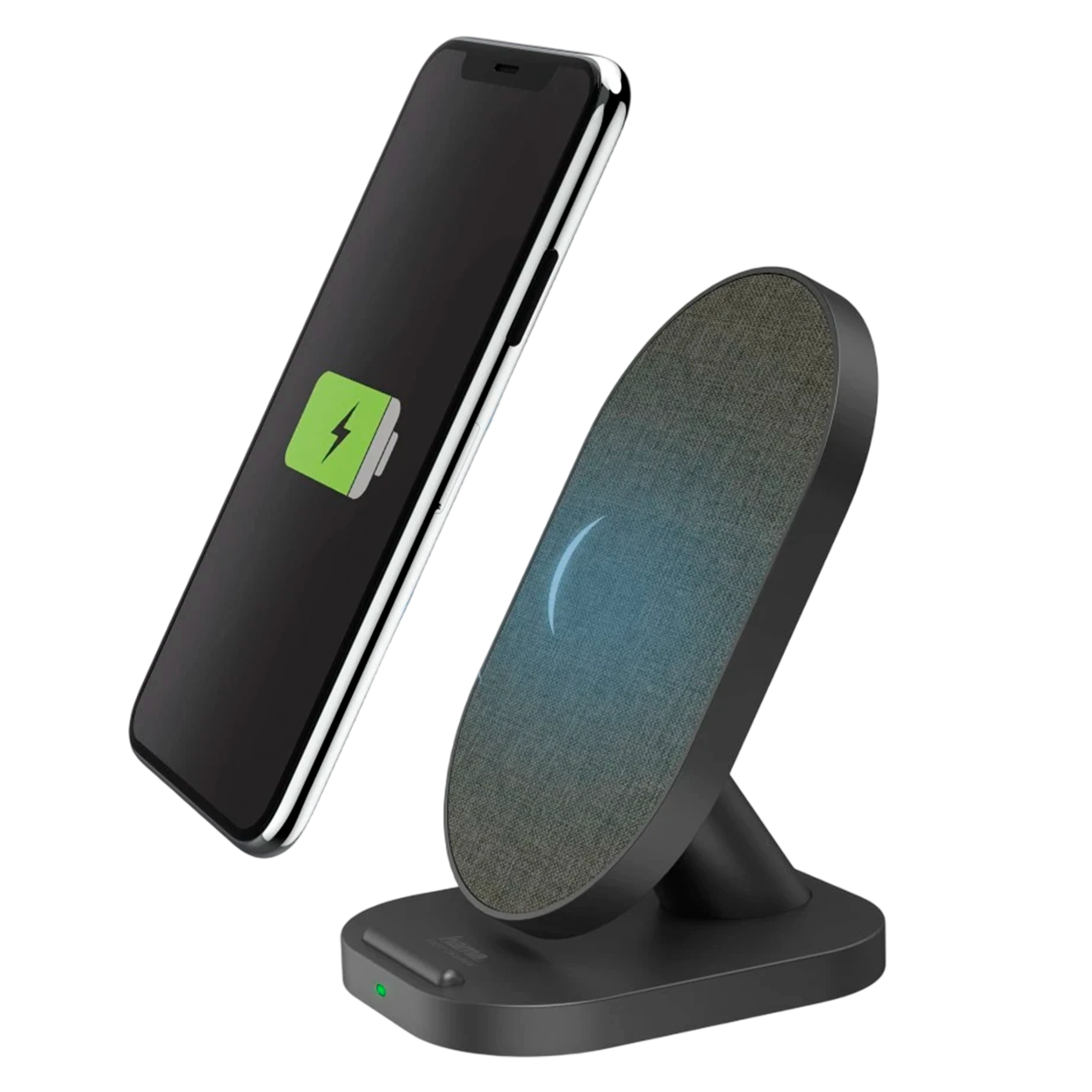Hama QI-FC10S Fabric Wireless Charger 188324 - 10W - Dual-Coil Stand - Black