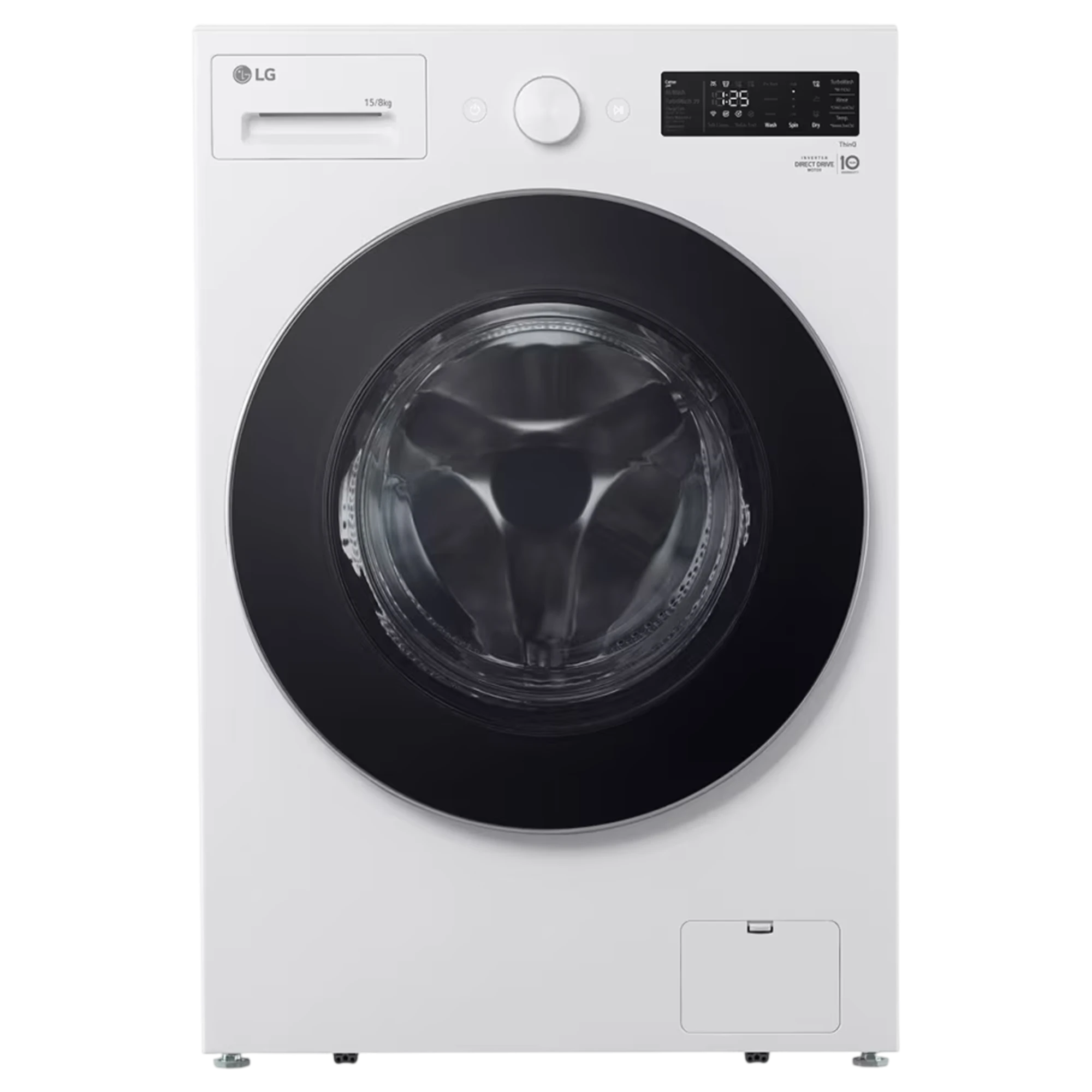 LG Front Load Washer Dryer Combo WDN1508WRP - 15/8 Kg Capacity - Smart Diagnosis - Direct Drive Motor - AI DD Intelligent Fabric Care - LG Steam Technology - White