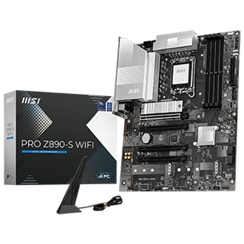 MSI Pro Z890-S WiFi ATX Motherboard - Supports Intel LGA 1851 Core Ultra Processors - DDR5 - PCIe 5.0 - Thunderbolt 4 & Wi-Fi 7 - Black / Silver