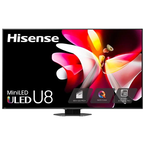 Hisense Television U8N Series - Mini-LED Pro+ Display Technology - VIDAA Smart OS - Dolby Vision IQ & Dolby Atmos - 4K ULED with 144Hz Game Mode Pro & 1800 Nits Peak Brightness - 2.1.2 Channel 50W Audio - Black