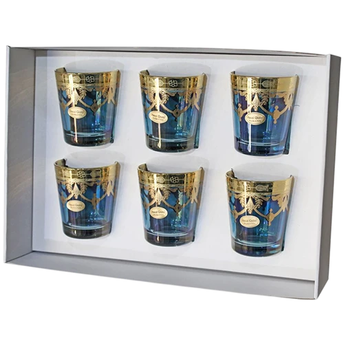 Art Décor Glass Model A2173 - Set of 6 Pieces - Dof Castore - Design "Amalfi Blue Gold" - Blue